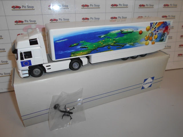 CAMION CONRAD - CAMION MAN BUSSING REMORQUE BACHE DETA BATTERIE - 1/50- BEL ETAT