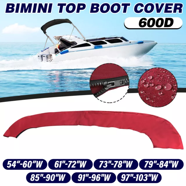 Red 600D Bimini Top Boot Cover Storage Bag Sock Boat Shade No Frame For 73-84"W