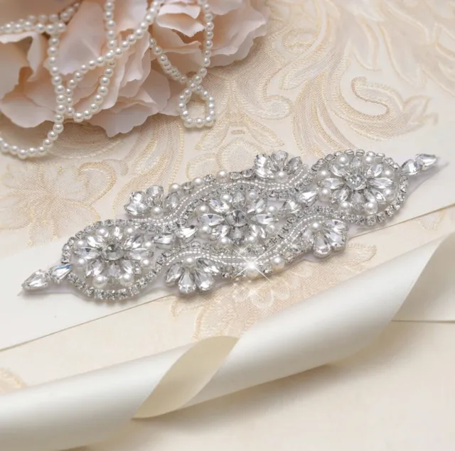 Wedding Bridesmaid Party Dress Rhinestone Crystal Pearl Applique For Sash Belt