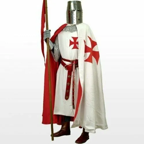 Medieval Tunic Mens & Cloak Cape / Knights Templar LARP Costume