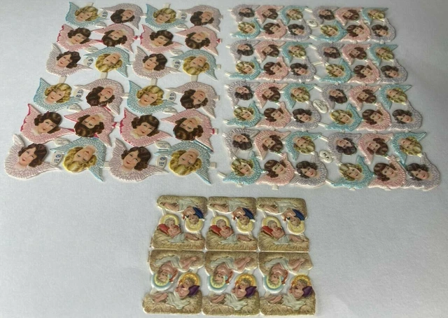 Victorian Paper Diecut Embossed Cherub Angel  Baby Jesus Die Cut Ephemera Lot