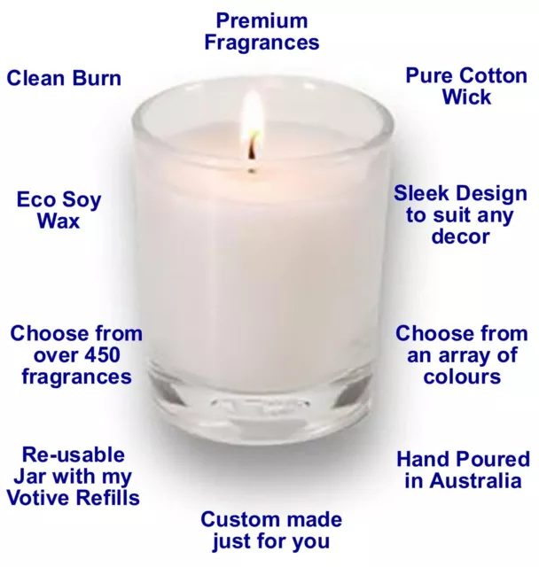 Australian Lemon Myrtle Scented Votive Candles Hand Poured Eco Soy Wax Vegan 3