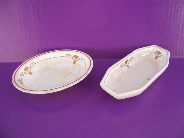 Lot-2 Rare 1925 Buffalo China Southern Railway System Peach Blossom Dinnerware