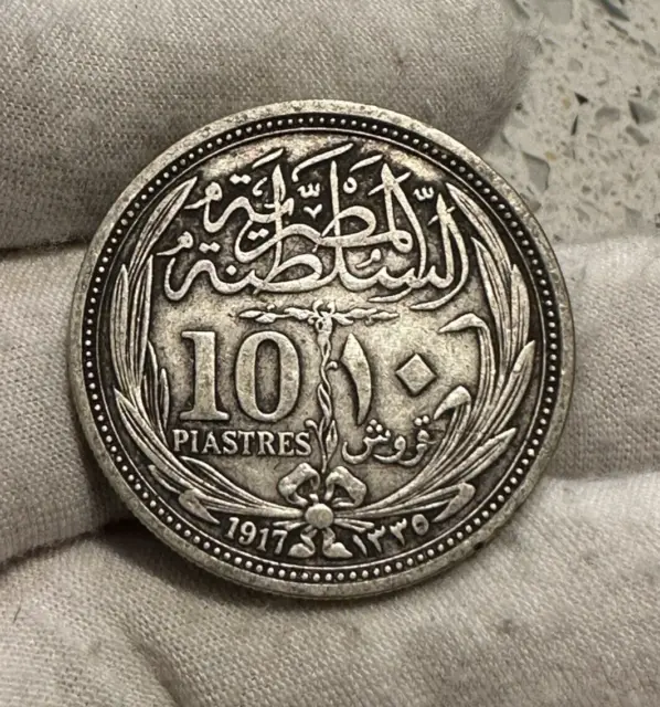 1917 EGYPT 10 PIASTRES KM-317 SILVER Combined shipping! B1930