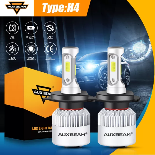 AUXBEAM H4 HB2 9003 LED Headlight Conversion Kit 72W 8000LM High Low Beam Bulb