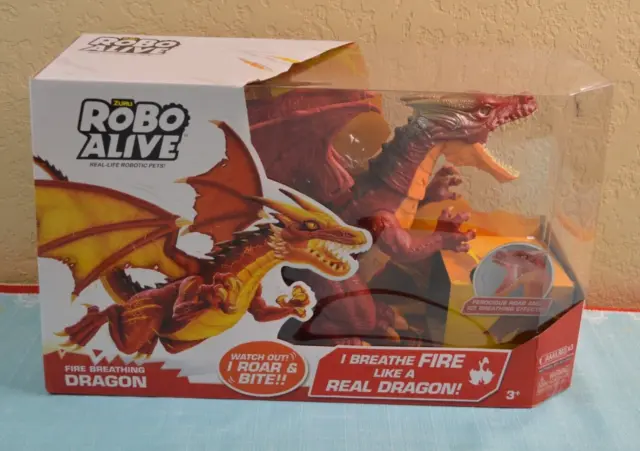 Zuru Robo Alive Fire Breathing Red Dragon Battery Powered It Roars & Walks