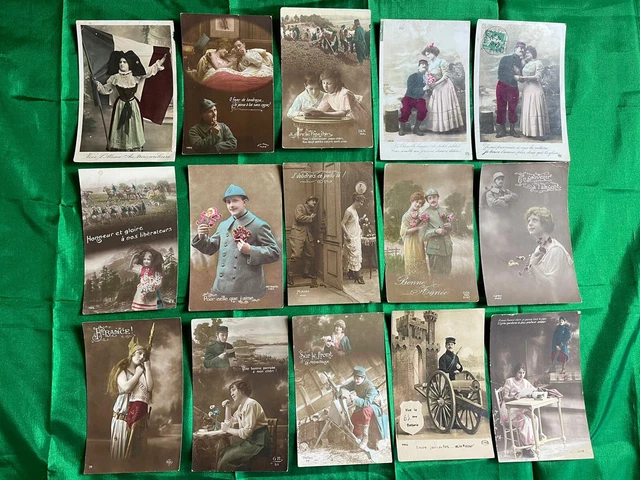 Lot De 15 CPA Patriotiques - Militaria Poilus WW1 Guerre 1914 18 patriotique