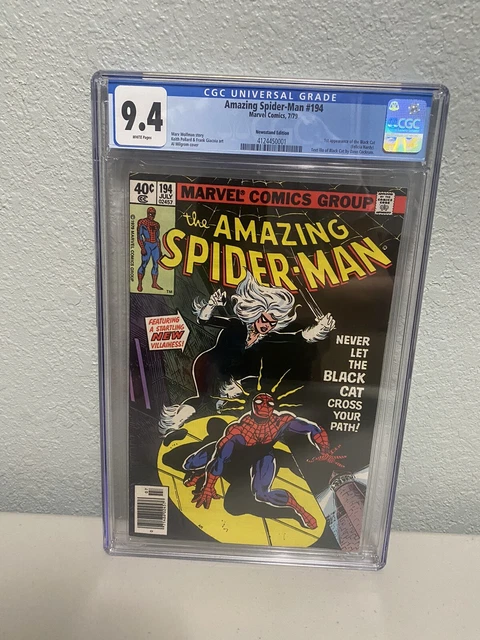 AMAZING SPIDER-MAN 194 1st app BLACK CAT 1979 CGC 9.4 white pages newsstand