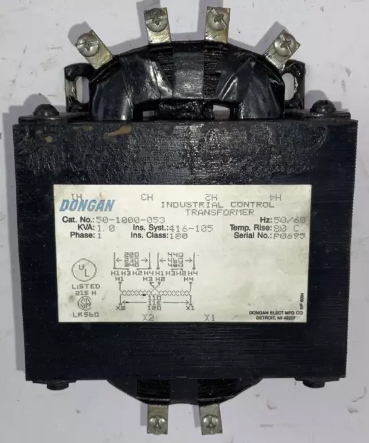 Dongan 50-1000-053 Industrial Control Transformer 1Kva 1Ph 50/60Hz