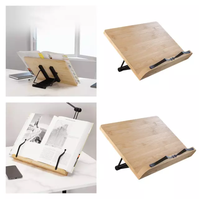 Wooden Book Stand Tablet Holder with Different Adjustable Angles for Home Office