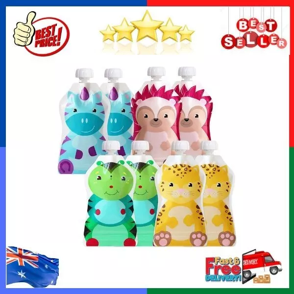 Reusable Food Pouches Squeeze Pouch Baby Storage Bag Yogurt Container- Pack of 8