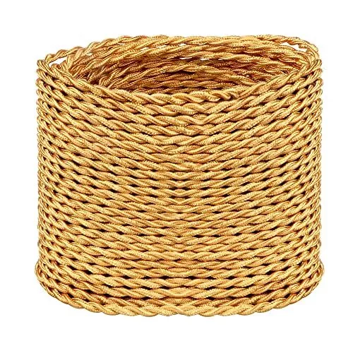 Helunsi 32.8ft Twisted Cloth Covered Wire, Gold 18/2 Cloth Covered Electrical...