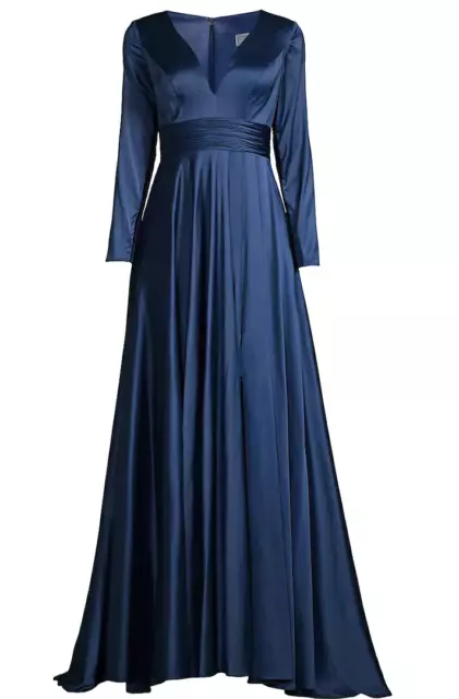 Mac Duggal Satin Empire Waist Ballgown Midnight Blue Size 16US 20 UK