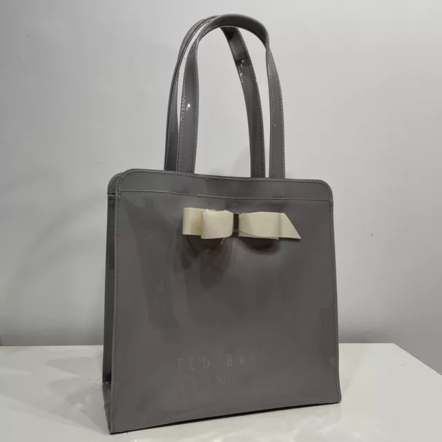 Ted Baker London Grey Arycon Ladies Tote Handbag White bow detail Icon Bag NEW