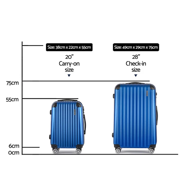 Wanderlite Luggage Set 2pc 24" 28" Suitcase Hardcase Trolley Travel Blue 2