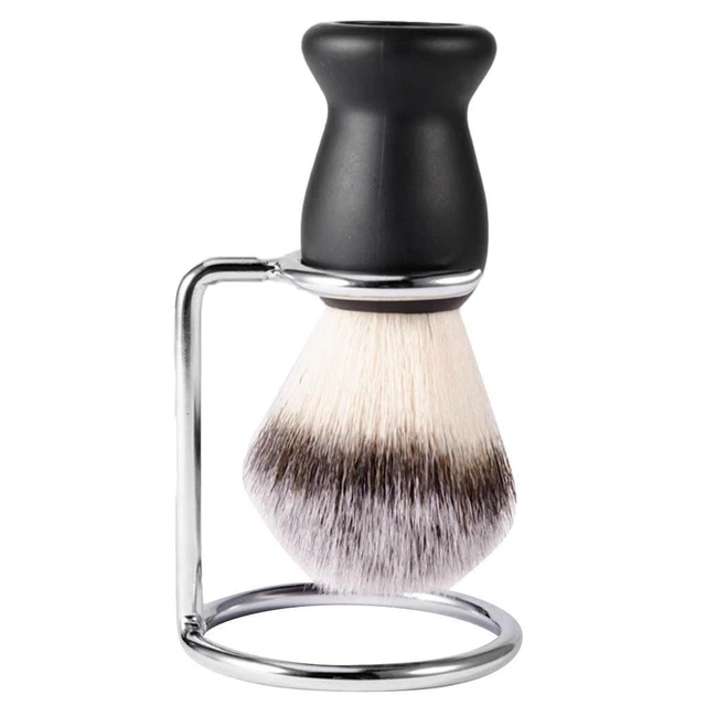 Pennello Da Barba Da Uomo Con Manico In Plastica Nera E Set Di Supporto Per
