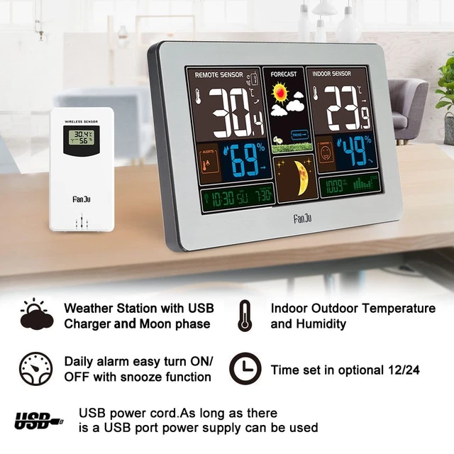 VORCOOL Stazione Meteo 3 In 1 – Barometro, Termometro, Igrometro A Quadrante – Diametro 12,8 Cm – Design Elegante In Alluminio