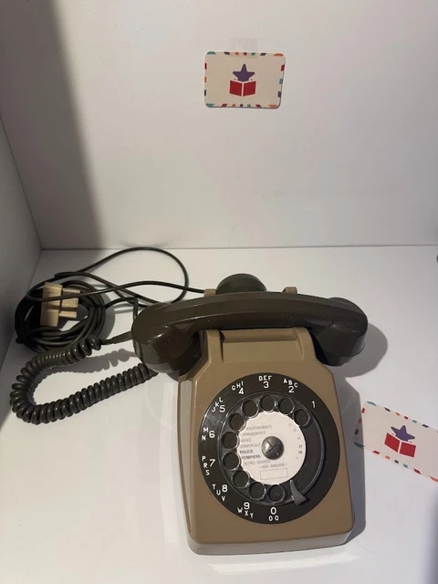 Téléphone Vintage S63 à Cadran - Marron / Beige / Kaki - Avec Combiné