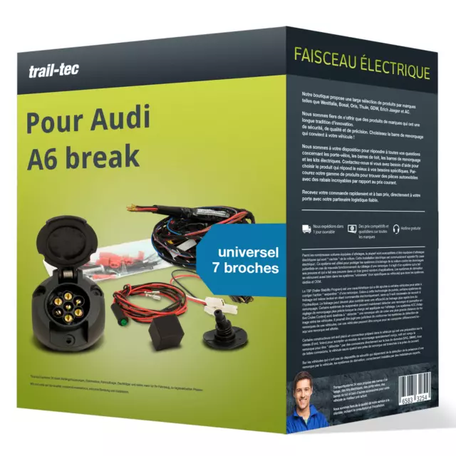 Faisceau universel 7 broches pour AUDI A6 break 05.2011 - 09.2018 trail-tec TOP