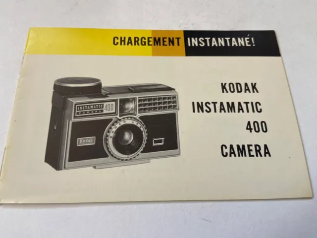 Mode D'emploi Photo Cinema Kodak Modele Instamatic 400 Camera