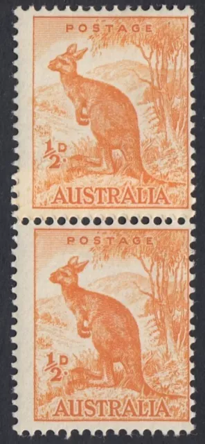 Australia 1/2d Kangaroo coil pair with join SG 228c mounted mint