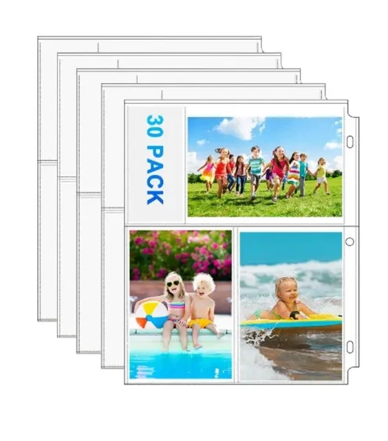 MAXGEAR PHOTO SLEEVES for 3 Ring Binder 30 Pack (4x6, for 180 Photos