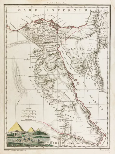 1812, Ancient Map of Egypt, Malta-Brown Lapie & Poirson. Antique Map Egypt