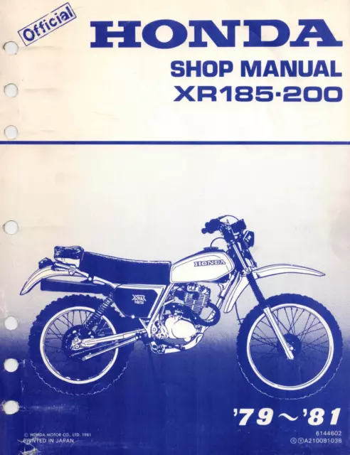 OEM Genuine Honda Factory Shop Service Repair Manual 1979 XR185 1980-1981 XR200