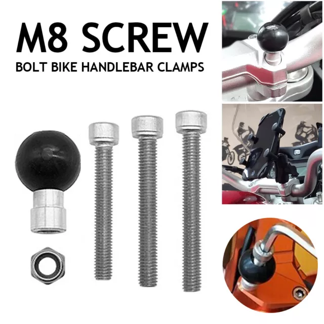 3x Motorcycle Handlebar Clamp Base Ball with M8 Screws For RAM Mount RAM-B-367U