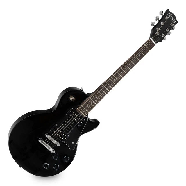 Shaman E-Gitarre Single Cut Style Design Humbucker Flat Top Mahagoni schwarz