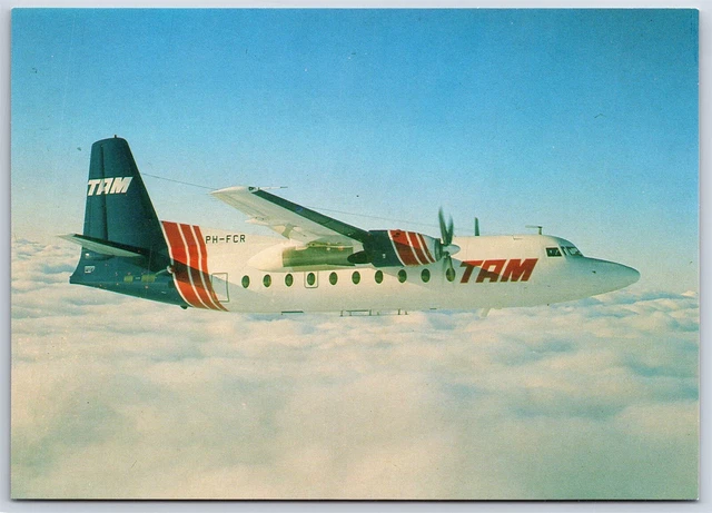 Airplane Postcard TAM Linhas Aereas Brasil Airlines Fokker F27 Mk600 PH-FCR CU16