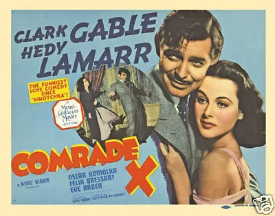 Comrade X Clark Gable Hedy Lamarr vintage movie poster print