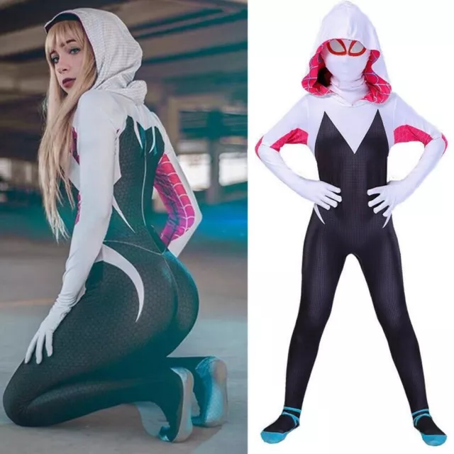Spider-Man Into The Spider-Verse Gwen Stacy Fancy Costume Adult Cosplay  Jumpsuit £15.99 - Picclick Uk