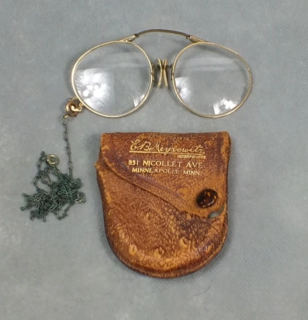 Antique 1/10 12K G.F. Compact FOLDING EYE GLASSES Opera OPTICALS With CASE
