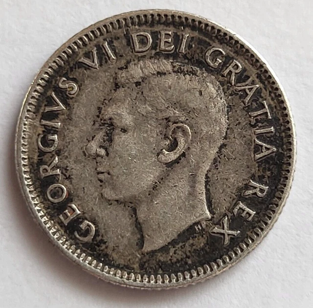 1949 10 Cents Canada  - Silver 10C - George VI with IND: IMP: