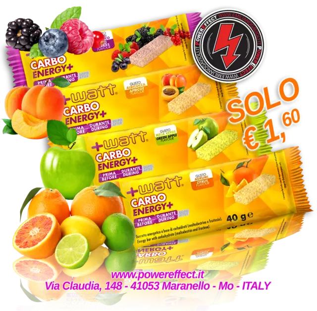 Carbo Energy+ - Barretta energetica al gusto di frutta 40g - +watt