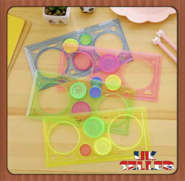 UK Plastic Kid DIY 3D Painting Multifunction Spirograph Drawing Ruler Shaper Set