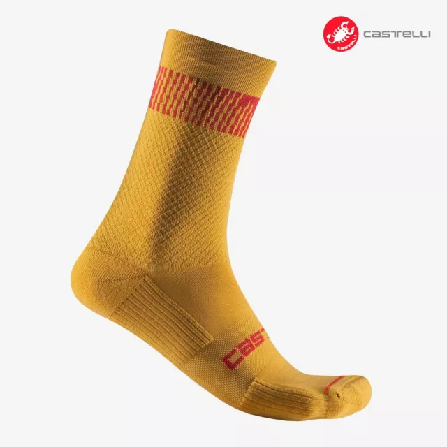 Castelli UNLIMITED 18 Cycling Socks : GOLDENROD/RICH RED ~ One Pair