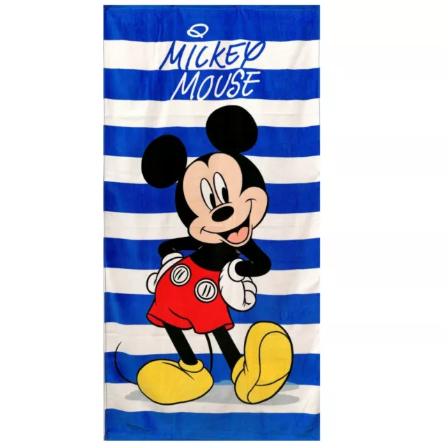 Mickey Rayures Serviette en Coton 100% de Plage 70x140cm Enfants Disney