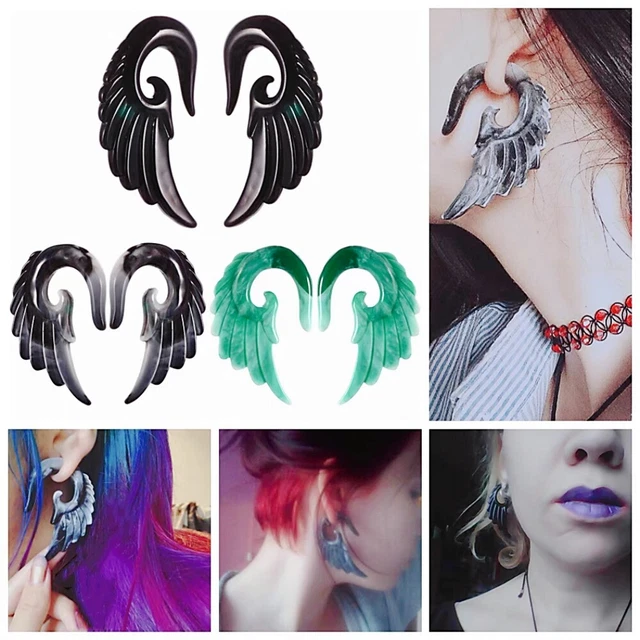 2pc Angel Wings Spiral Stretcher Resin Ear Plug Taper piercing Expander 3mm-12mm