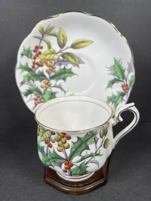 Vintage Royal Albert Holly Flower of the Month No. 12  Cup &  Saucer Bone China