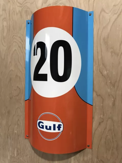 Gulf Racing Gasoline Racing Metal Sign Steve  Mc Queen Curved Sign