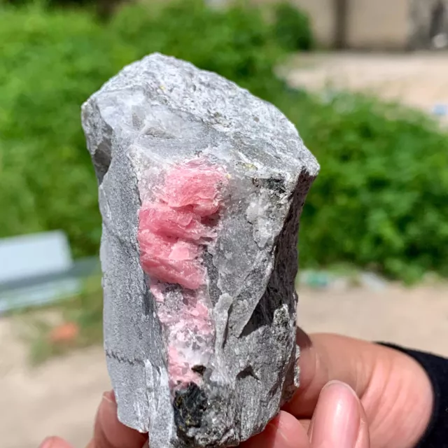 156G Natural Rhodochrosite Crystal Raw Stone White Quartz Specimen Healing