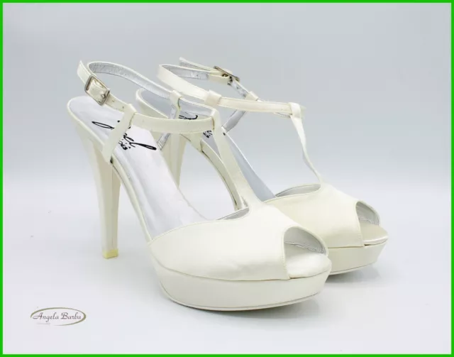 Scarpe da Sposa avorio con tacco alto plateau donna sandali eleganti matrimonio