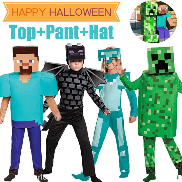KIDS MINECRAFT CREEPER Cosplay Costume Jumpsuit Party Fancy Dress