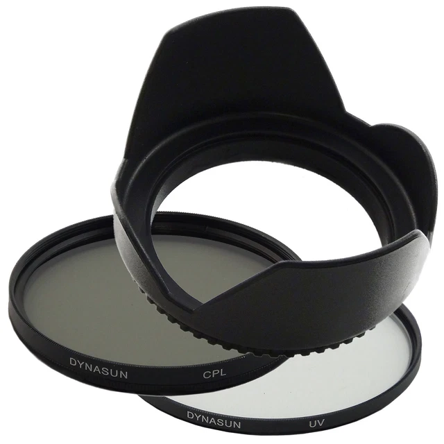 DynaSun Filtre Ultra Violet 55mm UV + Polarisant Circulaire + Pare Soleil 55 mm