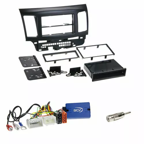 China Lenkradadapter + Doppel 2-DIN Blende für Mitsubishi Lancer ab 2007-2010