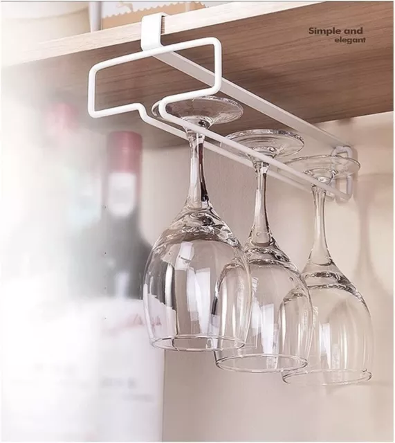 Glass Holder Organiser, Wine Glass Rack Hanger for Under Cabinet, Kitchen Storag