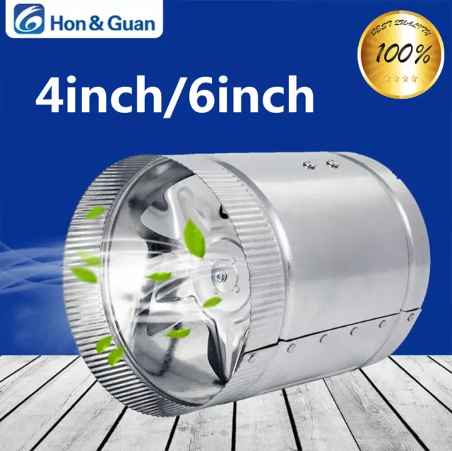 Hon&Guan 4" Inline Duct Fan Ventilation Exhaust Fan Blower Bath Kitchen 220V