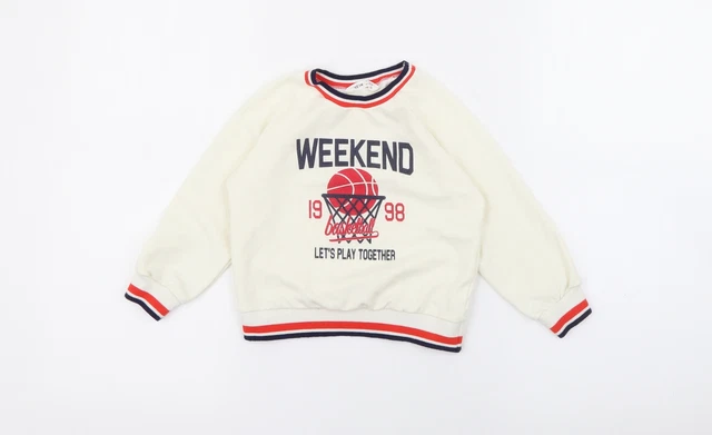 Felpa pullover in cotone avorio SheIn per ragazzi taglia 4 anni - Pallacanestro